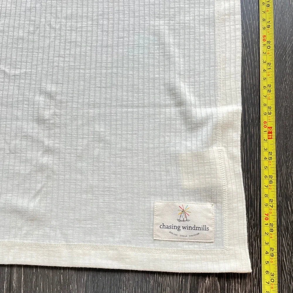 Chasing Windmills 100% Merino Wool Ribbed Baby Blanket Swaddle Yellow NWOT Soft